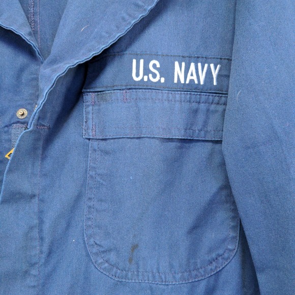 U.S. Navy Men's Utility Coveralls Blue Size 46L Actual 38x29.5 Embroidered - Picture 16 of 16